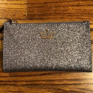 NWOT Kate Spade Dark Silver Glitter Wallet